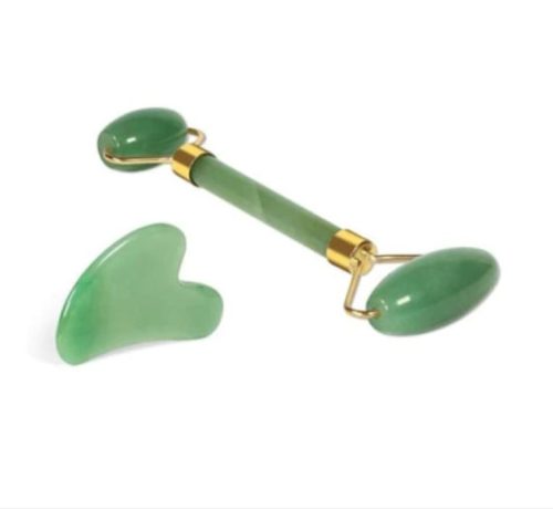 Roller és Gua Sha Jade köves Készülék arc-, testmasszázs és nyirokmasszázs, Zöld